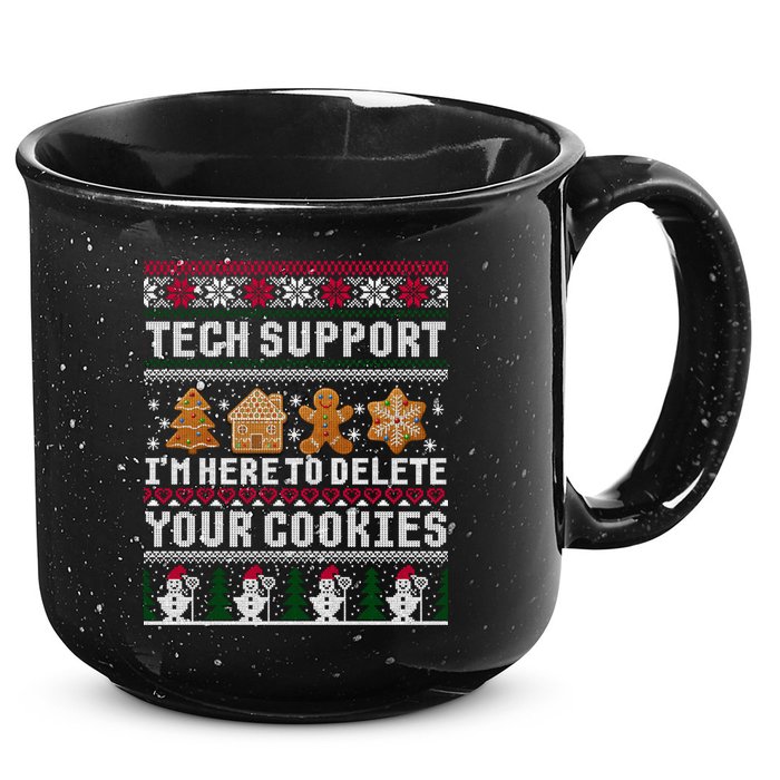 Tech Support I Am Here To Delete Your Cookies Funny Ugly Christmas 15oz Campfire Ceramic Mug