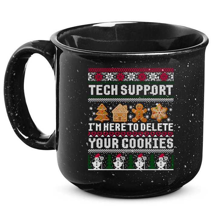 Tech Support I Am Here To Delete Your Cookies Funny Ugly Christmas 15oz Campfire Ceramic Mug