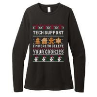 Tech Support I Am Here To Delete Your Cookies Funny Ugly Christmas Womens CVC Long Sleeve Shirt