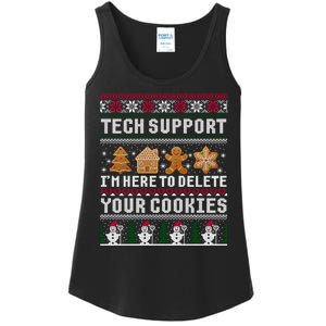 Tech Support I Am Here To Delete Your Cookies Funny Ugly Christmas Ladies Essential Tank