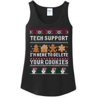 Tech Support I Am Here To Delete Your Cookies Funny Ugly Christmas Ladies Essential Tank