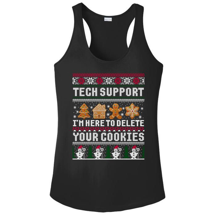 Tech Support I Am Here To Delete Your Cookies Funny Ugly Christmas Ladies PosiCharge Competitor Racerback Tank