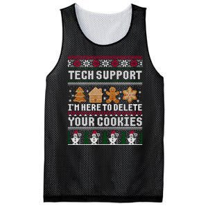 Tech Support I Am Here To Delete Your Cookies Funny Ugly Christmas Mesh Reversible Basketball Jersey Tank