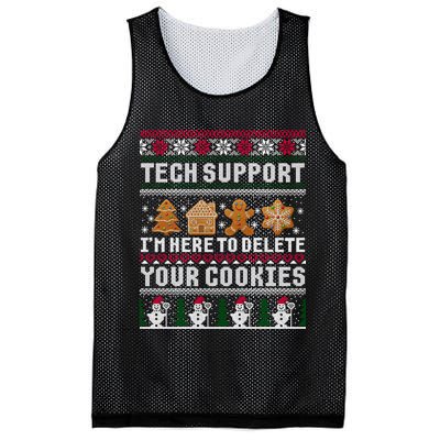Tech Support I Am Here To Delete Your Cookies Funny Ugly Christmas Mesh Reversible Basketball Jersey Tank
