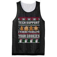 Tech Support I Am Here To Delete Your Cookies Funny Ugly Christmas Mesh Reversible Basketball Jersey Tank
