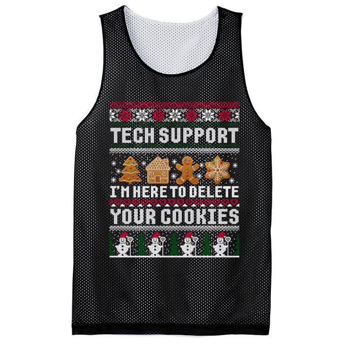 Tech Support I Am Here To Delete Your Cookies Funny Ugly Christmas Mesh Reversible Basketball Jersey Tank