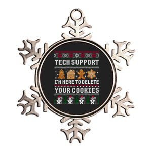 Tech Support I Am Here To Delete Your Cookies Funny Ugly Christmas Metallic Star Ornament