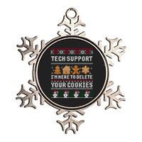 Tech Support I Am Here To Delete Your Cookies Funny Ugly Christmas Metallic Star Ornament