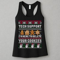 Tech Support I Am Here To Delete Your Cookies Funny Ugly Christmas Womens Tank Top
