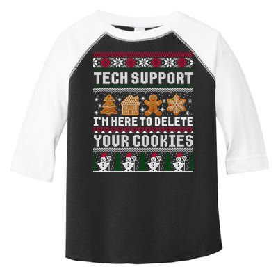 Tech Support I Am Here To Delete Your Cookies Funny Ugly Christmas Toddler Fine Jersey T-Shirt