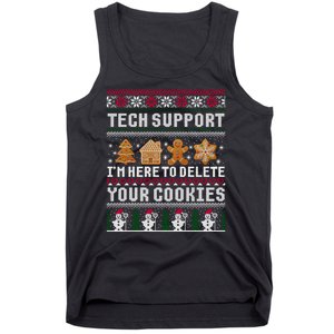 Tech Support I Am Here To Delete Your Cookies Funny Ugly Christmas Tank Top