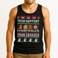 Tech Support I Am Here To Delete Your Cookies Funny Ugly Christmas Tank Top