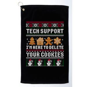 Tech Support I Am Here To Delete Your Cookies Funny Ugly Christmas Platinum Collection Golf Towel