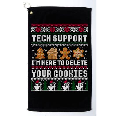 Tech Support I Am Here To Delete Your Cookies Funny Ugly Christmas Golf Towel