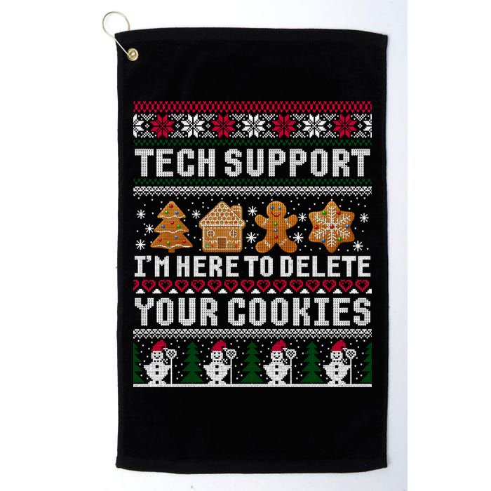 Tech Support I Am Here To Delete Your Cookies Funny Ugly Christmas Golf Towel