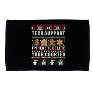 Tech Support I Am Here To Delete Your Cookies Funny Ugly Christmas Microfiber Hand Towel