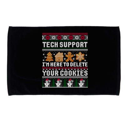 Tech Support I Am Here To Delete Your Cookies Funny Ugly Christmas Microfiber Hand Towel