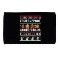Tech Support I Am Here To Delete Your Cookies Funny Ugly Christmas Microfiber Hand Towel