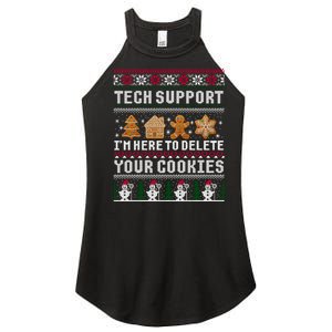 Tech Support I Am Here To Delete Your Cookies Funny Ugly Christmas Women's Perfect Tri Rocker Tank