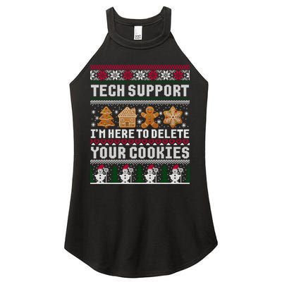 Tech Support I Am Here To Delete Your Cookies Funny Ugly Christmas Women's Perfect Tri Rocker Tank