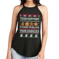 Tech Support I Am Here To Delete Your Cookies Funny Ugly Christmas Women's Perfect Tri Rocker Tank