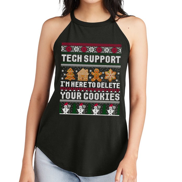Tech Support I Am Here To Delete Your Cookies Funny Ugly Christmas Women's Perfect Tri Rocker Tank
