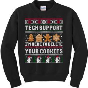 Tech Support I Am Here To Delete Your Cookies Funny Ugly Christmas Kids Sweatshirt