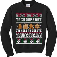 Tech Support I Am Here To Delete Your Cookies Funny Ugly Christmas Kids Sweatshirt