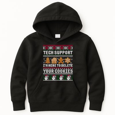 Tech Support I Am Here To Delete Your Cookies Funny Ugly Christmas Kids Hoodie