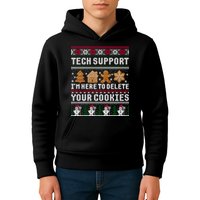 Tech Support I Am Here To Delete Your Cookies Funny Ugly Christmas Kids Hoodie