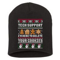 Tech Support I Am Here To Delete Your Cookies Funny Ugly Christmas Short Acrylic Beanie