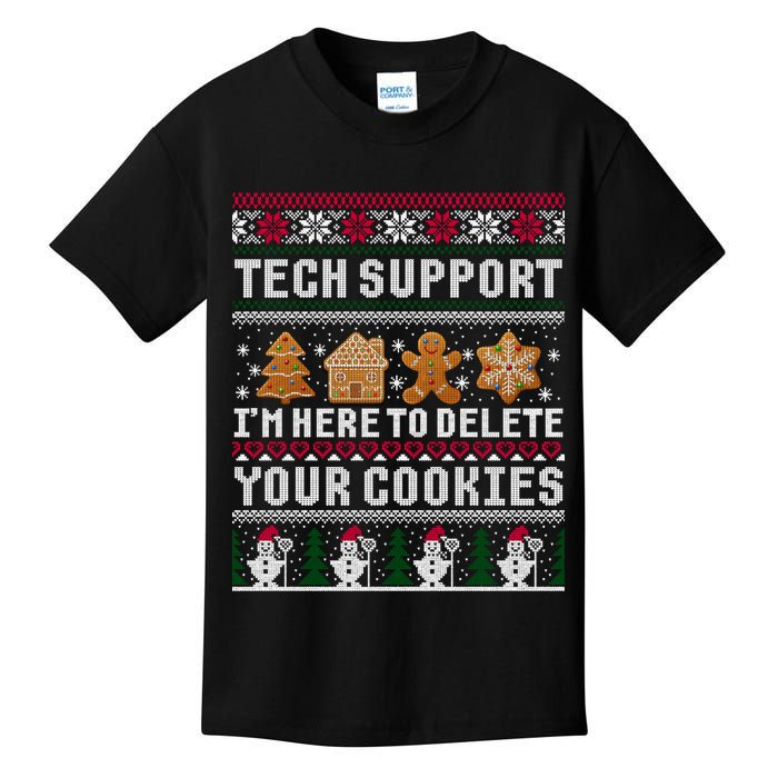 Tech Support I Am Here To Delete Your Cookies Funny Ugly Christmas Kids T-Shirt