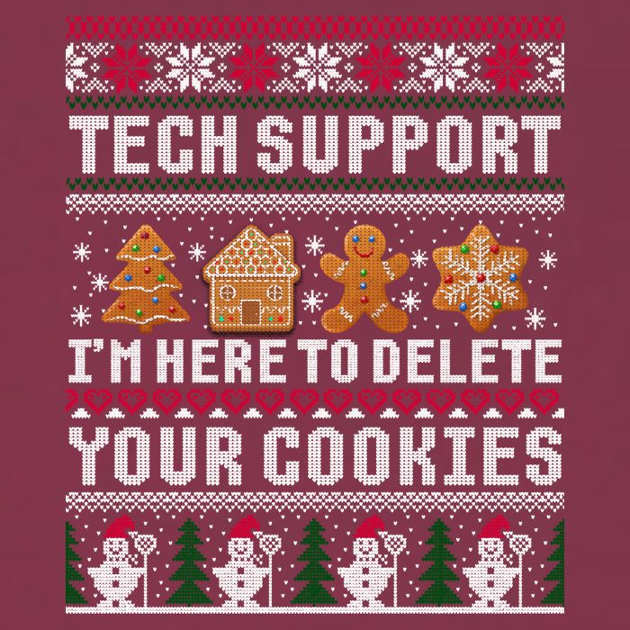 Tech Support I Am Here To Delete Your Cookies Funny Ugly Christmas 16oz Travel Tumbler