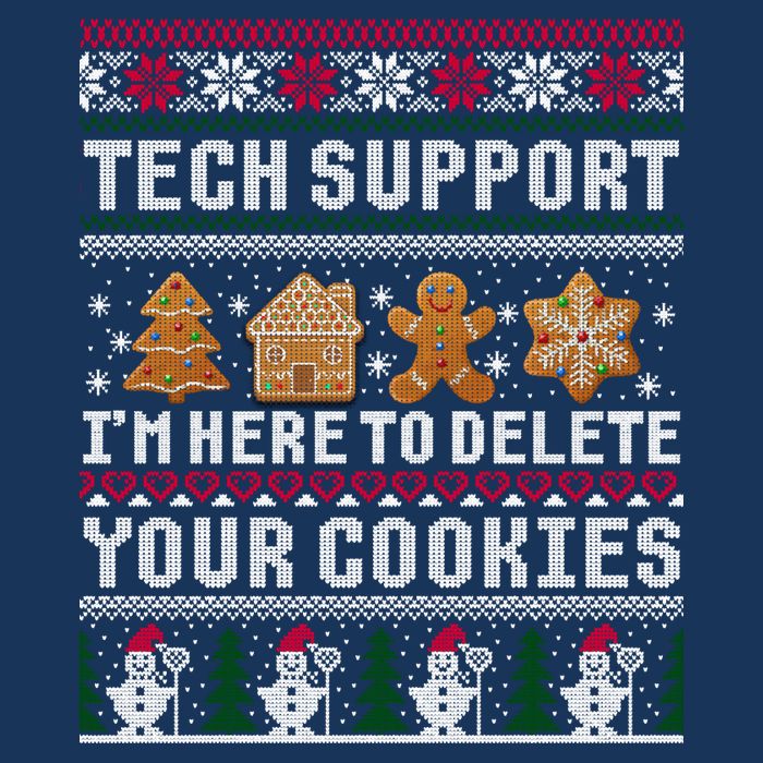 Tech Support I Am Here To Delete Your Cookies Funny Ugly Christmas Infant Baby Jersey Bodysuit