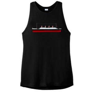 Titanic Ship Illustration Ladies PosiCharge Tri-Blend Wicking Tank