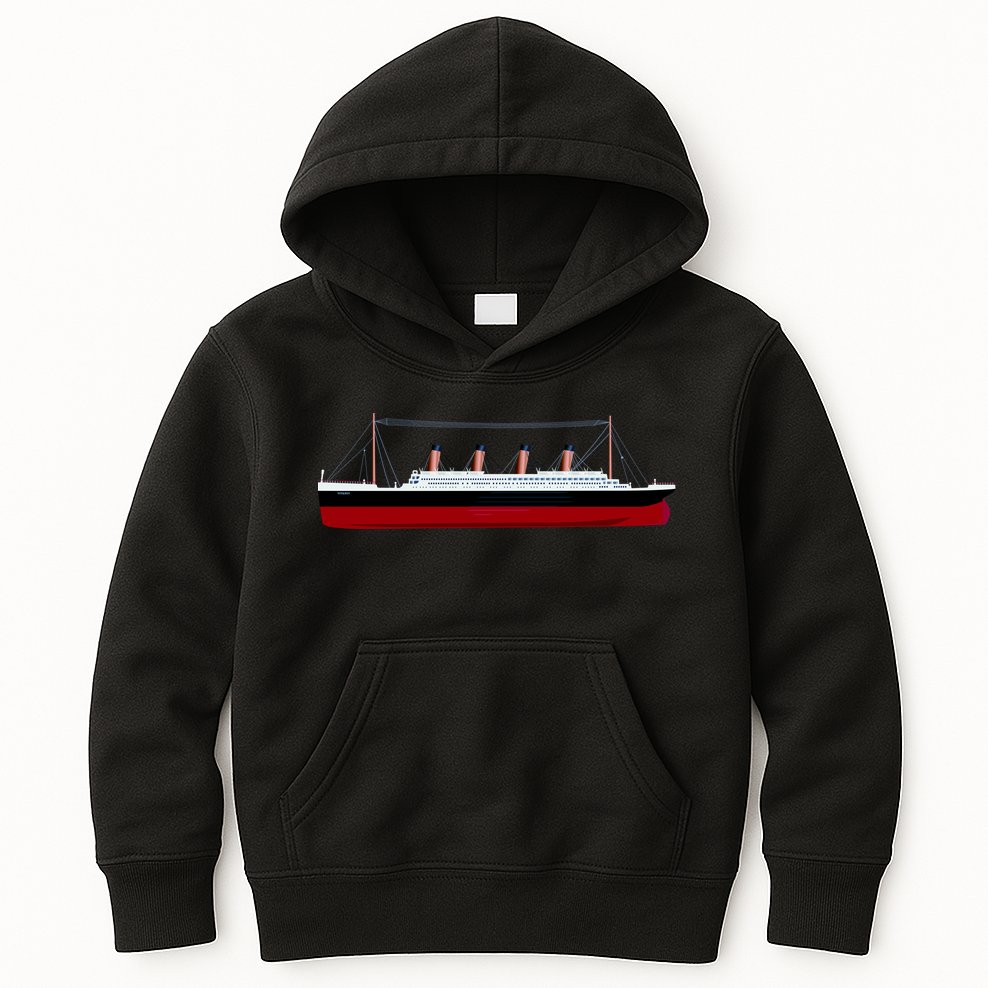 Titanic Ship Illustration Kids Hoodie