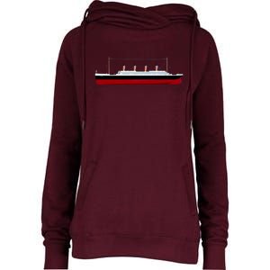 Titanic Ship Illustration Womens Funnel Neck Pullover Hood