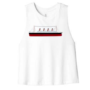 Titanic Ship Illustration Women's Racerback Cropped Tank