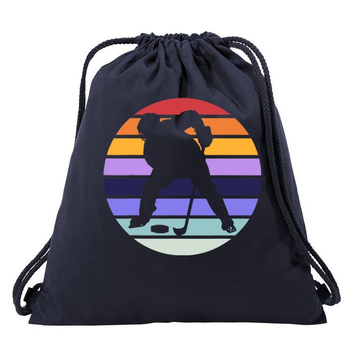 Team Sport | Ice Hockey Lover | Retro Ice Hockey Player Drawstring Bag