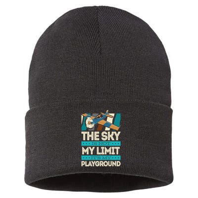 The Sky Is Not My Limit Its My Playground Funny RC Pilot Premium Sustainable Knit Beanie