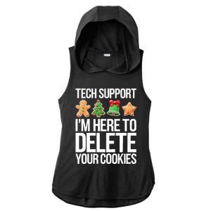 Tech Support Im Here To Delete Your Cookies Christmas Ladies PosiCharge Tri-Blend Wicking Draft Hoodie Tank