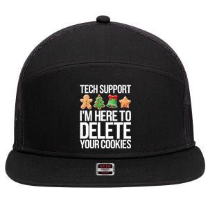 Tech Support Im Here To Delete Your Cookies Christmas 7 Panel Mesh Trucker Snapback Hat