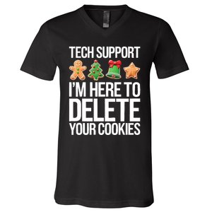 Tech Support Im Here To Delete Your Cookies Christmas V-Neck T-Shirt