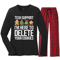 Tech Support Im Here To Delete Your Cookies Christmas Women's Long Sleeve Flannel Pajama Set 