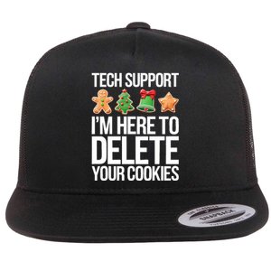 Tech Support Im Here To Delete Your Cookies Christmas Flat Bill Trucker Hat