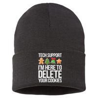 Tech Support Im Here To Delete Your Cookies Christmas Sustainable Knit Beanie