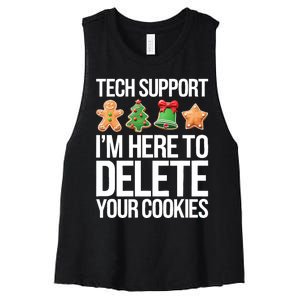 Tech Support Im Here To Delete Your Cookies Christmas Women's Racerback Cropped Tank