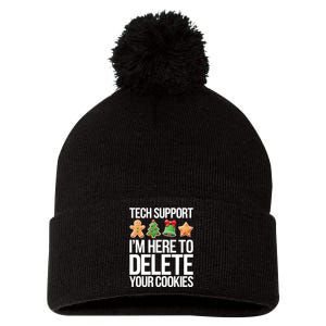 Tech Support Im Here To Delete Your Cookies Christmas Pom Pom 12in Knit Beanie