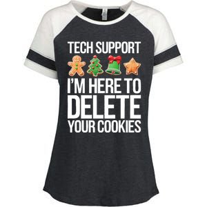 Tech Support Im Here To Delete Your Cookies Christmas Enza Ladies Jersey Colorblock Tee