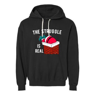 The Struggle Is Real Santa Funny Holiday Garment-Dyed Fleece Hoodie